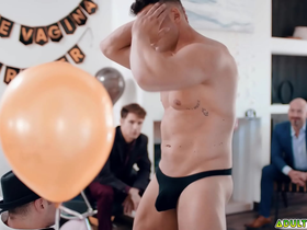 Straight groom-to-be gets a little surprise by his groomsmen! michael boston is fucked by male stripper lucca mazzi during his bachelor party!